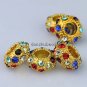 5X MULTICOLOR CRYSTAL GOLDEN CORE BIG HOLE CHARM BEADS
