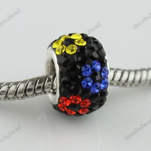 BLACK RAINBOW FLOWER SWAROVSKI CRYSTAL 925 SILVER CHARM