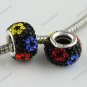 BLACK RAINBOW FLOWER SWAROVSKI CRYSTAL 925 SILVER CHARM