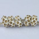 50X WHOLESALE LOTS LIGHT GOLDEN CRYSTAL SILVER EUROPEAN CHARM BEADS FIINDINGS