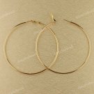 10 PAIRS GOLD HOOK CIRCLE FASHION HOOP CHARM EARRINGS FINDINGS 75MM