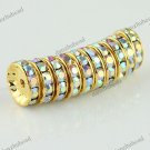100X CLEAR AB CRYSTAL GOLD SPACER LOOSE BEADS JEWELRY FINDINGS WHOLESALE 12MM