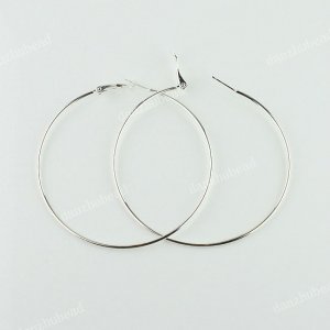 100 PAIRS SILVER HOOK CIRCLE FASHION HOOP CHARM EARRINGS FINDINGS 60MM WHOLESALE