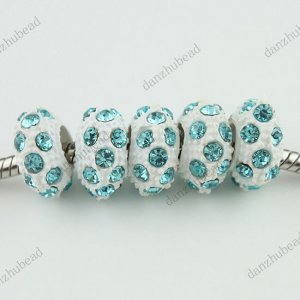 50X OCEAN BLUE CRYSTAL RESIN EUROPEAN CHARM BEADS FINDINGS FIT BRACELET