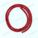 3-4MM FIRE RED SEA CORAL ROUND BALL LOOSE BEADS FINDINGS STRAND