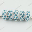 50X PEACOCK BLUE CRYSTAL RESIN EUROPEAN CHARM BEADS FINDINGS FIT BRACELET