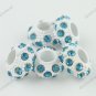 50X PEACOCK BLUE CRYSTAL RESIN EUROPEAN CHARM BEADS FINDINGS FIT BRACELET