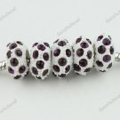 50X DEEP PURPLE CRYSTAL RESIN EUROPEAN CHARM BEADS FINDINGS WHOLESALE LOTS