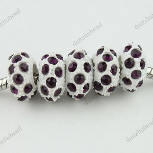 50X DEEP PURPLE CRYSTAL RESIN EUROPEAN CHARM BEADS FINDINGS WHOLESALE LOTS