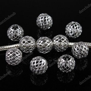 500X WHOLESALE 18KGP NET BALL EUROPEAN CHARM BEADS 10MM