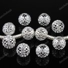 500X WHOLESALE SILVER NET BALL EUROPEAN CHARM BEADS