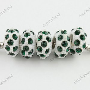 50X DEEP GREEN CRYSTAL RESIN EUROPEAN CHARM BEADS FINDINGS WHOLESALE LOTS