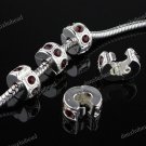 100X DARK RED CRYSTAL EUROPEAN SILVER STOPPER CLIP CHARM BEADS FINDING WHOLESALE