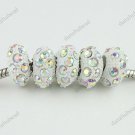 50X CLEAR AB CRYSTAL RESIN EUROPEAN CHARM BEADS FINDINGS WHOLESALE LOTS