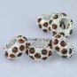 5X COFFEE CRYSTAL SILVER SPACER BIG HOLE CHARM BEADS