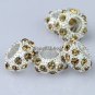 5X LIGHT GOLDEN CRYSTAL SILVER BIG HOLE CHARM BEADS