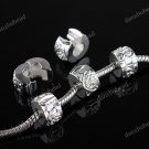 100X SILVER FLOWER EUROPEAN STOPPER CLIP/LOCKS CHARM BEADS FINDINGS 10MM