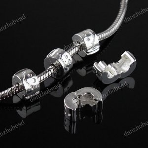 100PCS SILVER SMILE EUROPEAN STOPPER CLIP/LOCKS BEADS FINDINGS WHOLESALE