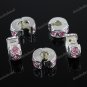 100X PINK CRYSTAL SILVER EUROPEAN STOPPER CLIP CHARM BEADS FINDING WHOLESALE