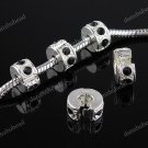 100X BLACK CRYSTAL SILVER EUROPEAN STOPPER CLIP CHARM BEADS FINDING WHOLESALE