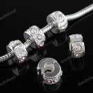 100X COLORFUL CRYSTAL SILVER STOPPER CLIP CHARM BEADS FINDINGS WHOLESALE LOT