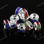 50X WHOLESALE MULTICOLOR CRYSTAL SILVER SPACER LOOSE BEADS FINDINGS 6MM