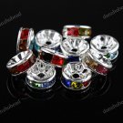 50X MULTICOLOR CRYSTAL SILVER SPACER LOOSE BEADS FINDINGS WHOLESALE 8MM