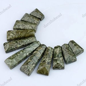 11PCS RHYOLITE MOSS JASPER GEMSTONE FASHION PENDANT BEADS SET