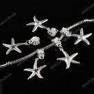 50X SILVER BIG HOLE EUROPEAN CHARM BEADS STARFISH PENDANTS WHOLESALE FINDINGS