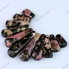 11PCS BLACK SPOT RHODOCHROSITE GEMSTONE FASHION PENDANT BEADS SET