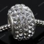 50X CLEAR CRYSTAL BIG HOLE RESIN EUROPEAN WHITE CHARM BEAD FINDINGS WHOLESALE