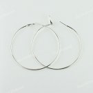 2 PAIRS SILVER HOOK CIRCLE FASHION HOOP CHARM EARRINGS FINDINGS 60MM