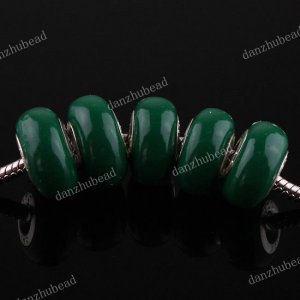50X WHOLESALE DEEP GREEN POLYMER CLAY EUROPEAN BEADS FINDINGS FIT BRACELET