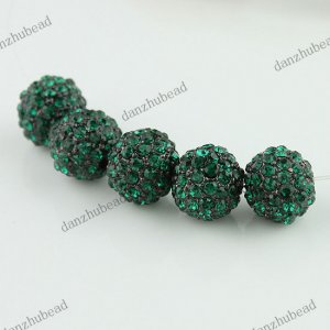 5X DEEP GREEN CRYSTAL DISCO BALL SPACER LOOSE BEADS JEWELRY FINDINGS 10MM