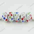 5X MULTICOLOR CRYSTAL RESIN EUROPEAN CHARM BEADS FINDINGS FIT BRACELET