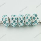 5X OCEAN BLUE CRYSTAL RESIN EUROPEAN CHARM BEADS FINDINGS FIT BRACELET