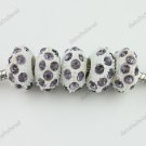 5X VIOLET CRYSTAL RESIN EUROPEAN CHARM BEADS FINDINGS FIT BRACELET