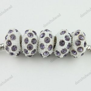 5X VIOLET CRYSTAL RESIN EUROPEAN CHARM BEADS FINDINGS FIT BRACELET