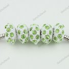 5X LIGHT GREEN CRYSTAL RESIN EUROPEAN CHARM BEADS FINDINGS FIT BRACELET