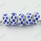5X SAPPHIRE BLUE CRYSTAL RESIN EUROPEAN CHARM BEADS FINDINGS FIT BRACELET