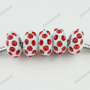 5X RED CRYSTAL RESIN EUROPEAN CHARM BEADS FINDINGS FIT BRACELET