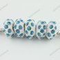 5X PEACOCK BLUE CRYSTAL RESIN EUROPEAN CHARM BEADS FINDINGS FIT BRACELET