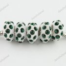 5X DEEP GREEN CRYSTAL RESIN EUROPEAN CHARM BEADS FINDINGS FIT BRACELET