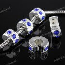 50X SAPPHIRE CRYSTAL EUROPEAN STOPPER CLIP/LOCKS CHARM BEADS FINDINGS WHOLESALE
