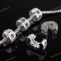 50X LIGHT PURPLE CRYSTAL EUROPEAN STOPPER CLIP CHARM BEADS FINDINGS WHOLESALE