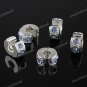 50X LIGHT BLUE CRYSTAL EUROPEAN SILVER STOPPER CLIP CHARM BEADS FINDINGS