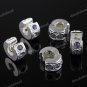 50X VOILET CRYSTAL EUROPEAN SILVER STOPPER CLIP CHARM BEADS FINDINGS WHOLESALE