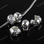 50X SILVER SKULL EUROPEAN STOPPER CLIP/LOCKS CHARM BEADS FINDINGS WHOLESALE 11MM