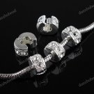 50PCS SILVER EUROPEAN STOPPER CLIP/LOCKS BEADS FINDINGS WHOLESALE