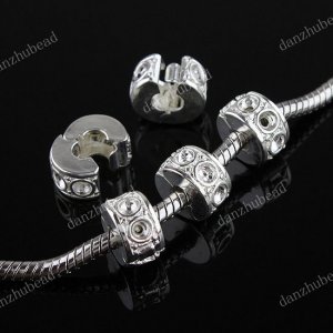 50PCS SILVER EUROPEAN STOPPER CLIP/LOCKS BEADS FINDINGS WHOLESALE